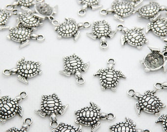 10 Schildkröten Charms antik silber 16x14mm DB40496