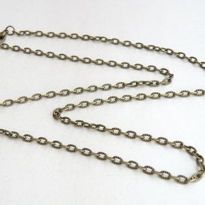 2 Textured Cable 24 inch finished chains antique bronze with lobster claw clasp necklaces 3.5x4.5mm links DB14114 image 1