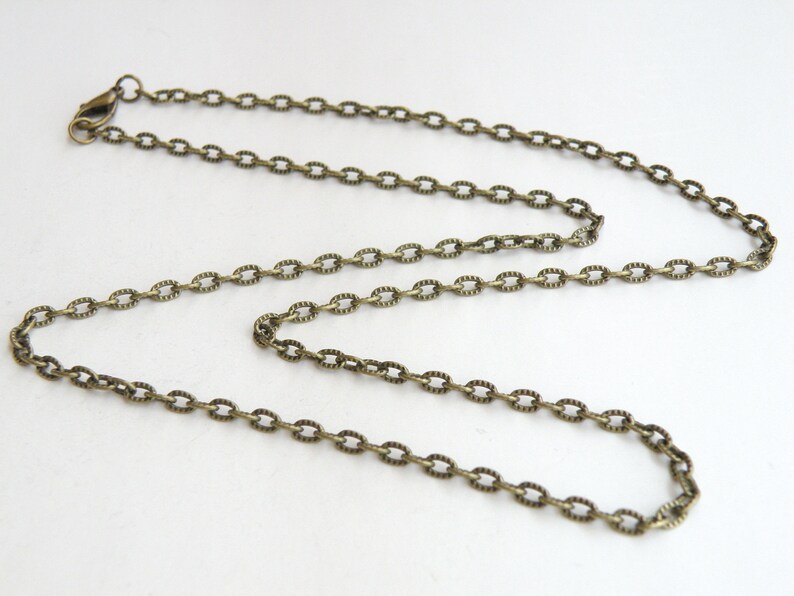 2 Textured Cable 24 inch finished chains antique bronze with lobster claw clasp necklaces 3.5x4.5mm links DB14114 image 1