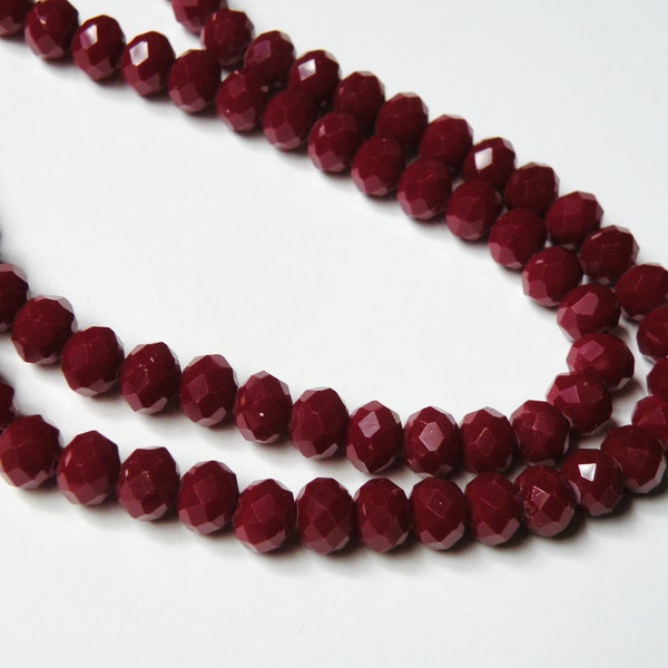 Crimson Red faceted rondelles 8x6mm full strand dark siam red crystal DB72167