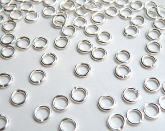 50 Round Open Jump Rings shiny silver plated nickel free brass 5.5mm 18 gauge A4992FN