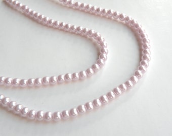 Light Pink glass pearl beads round 4mm full strand 7723GB