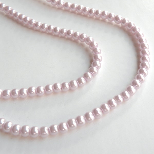 Light Pink glass pearl beads round 4mm full strand 7723GB