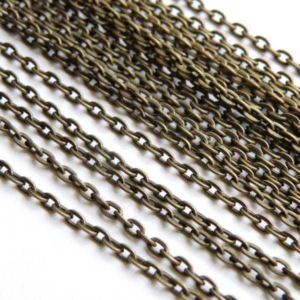 Flat Cable chain antique bronze 3x2mm links 5 Feet DB12778