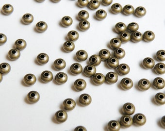 50 Rondelle saucer spacer beads antique bronze antique brass 4.5x3mm 8249MB