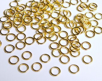 100 Round Jump Rings open shiny gold 6mm 21 gauge DB00785