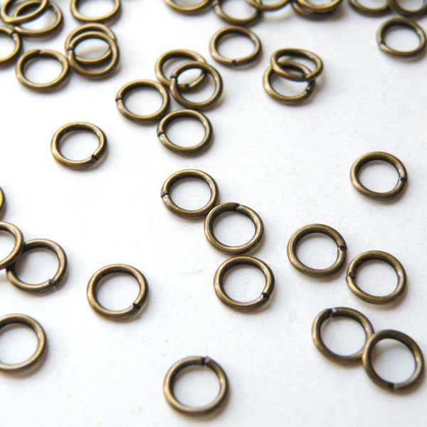 50 Jump Rings open round antique bronze antique nickel free brass 6mm 20 gauge A4937FN