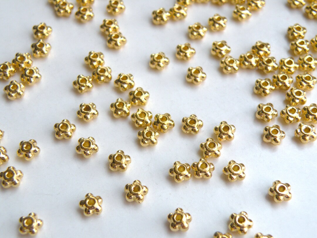 50 Gold Daisy Flower Rondelle Spacer Beads 5x3mm 1535BB - Etsy