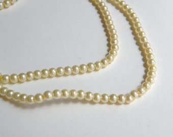 Light Yellow glass pearl beads round 4mm full strand 7730GB