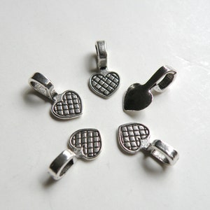 20 small Heart glue on bails antique silver 16x8mm PLF11521Y-AS image 1