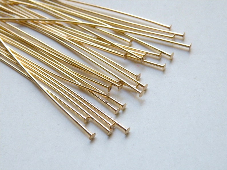 50 Head pins shiny gold 2 inches or 5cm 22 gauge nickel free brass A5406FN image 1