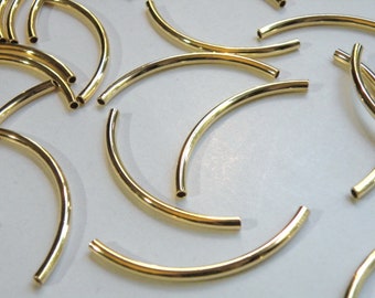 10 Curved tubes spacer bars gold plated brass 50x3mm 2765MB