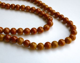 Riverstone beads in brown round gemstone 6mm full strand 4286GS