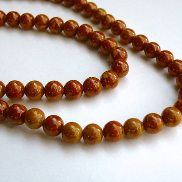 Riverstone beads in brown round gemstone 6mm full strand 4286GS