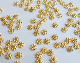 100 daisy spacer beads beaded rondelle gold 4mm DB27079