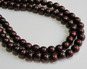 Chocolate Brown wood beads round 9-10mm full strand eco-friendly Cheesewood 1614NB