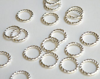 25 Fancy Twisted round open jump rings silver plated nickel free brass 10mm 16 gauge A5020FN