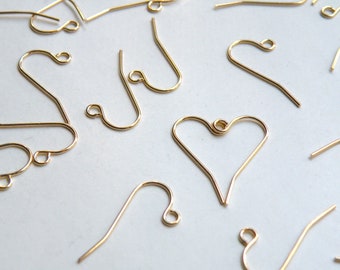 50 French Hook gold plated stainless steel fishhook earwires earrings for sensitive ears 11mm 21 gauge 1418FN