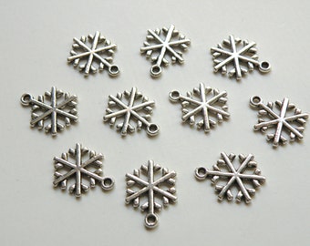 10 Weihnachts Schneeflocke Metallanhänger 20x16mm Snowflake5 KA8159