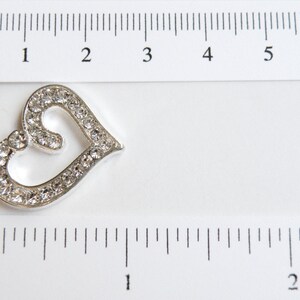 5 Heart rhinestone charms silver finish 22x16mm PRSB509 image 2
