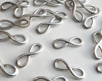 10 Infinity focal connector links charm pendant silver finish figure 8 component 23x8mm PR303-06
