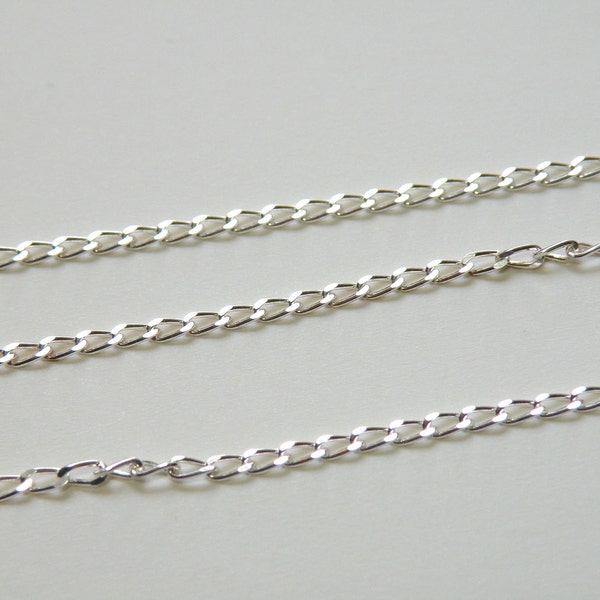 2.5 foot Sterling silver .925 fine long curb diamond cut chain 3x1.5mm links 1067CH