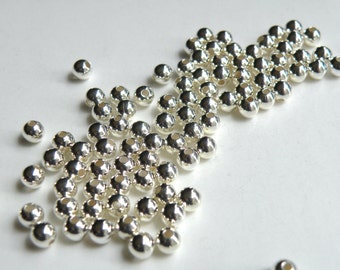50 Round smooth ball beads silver plated nickel free brass beads 5mm 1472MB