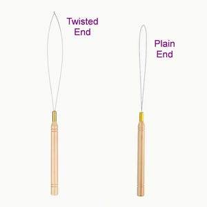 May include: Two hair extension tools with wooden handles and metal loops. One tool has a twisted end, and the other has a plain end. The text "Twisted End" and "Plain End" are visible in the image.