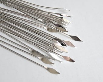 50 Head Pins with pointed spear head 2" silver plated nickel free brass 22 gauge A5559FN