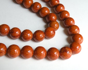 Riverstone beads in brown round gemstone 12mm full strand 4310GS