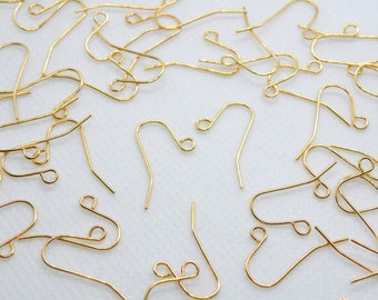 50 Gold French Hook fishhook earwires open loop earrings nickel free PIFIN-79GP