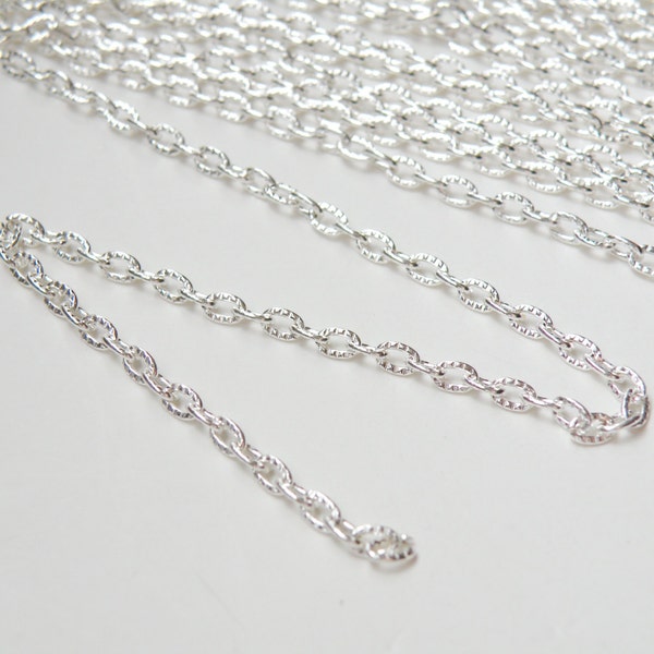 Textured Cable chain shiny silver 4x3mm links 5 Feet DB13520