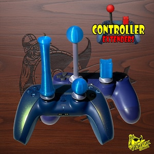 Controller Extenders for PS5 and PS4, Modular Thumbstick Kit, Translucent Blue and Satin Silver