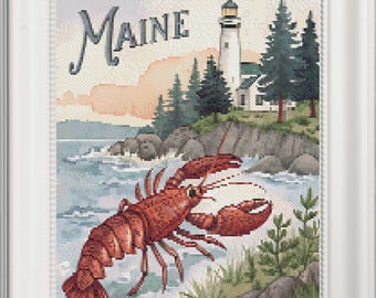 Geteld kruissteekpatroon Maine (digitaal patroon) werkt in Pattern Keeper