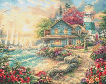 Sunrise by the Sea (klein) geteld kruissteekpatroon (digitaal patroon) werkt in Pattern Keeper