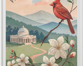 Virginia getelde kruissteekpatroon (digitaal patroon) werkt in Pattern Keeper