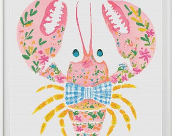 Mr. Lobster Counted Cross Stitch Pattern (Digital Pattern) Works in Pattern Keeper