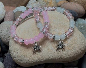 Pink & Clear Spider Friendship Bracelet Set