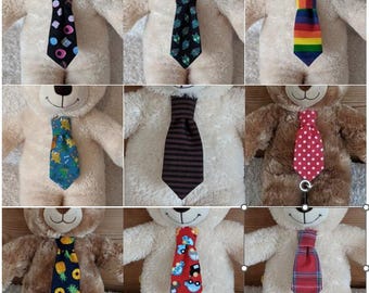 Corbata de algodón hecha a mano para adaptarse al tamaño de oso: Spotty, Alien, Rainbow, Tartan, Cars y más