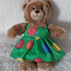 Handmade Green Spotty strappy Summer Dress for 15inch (Build a bear) size.