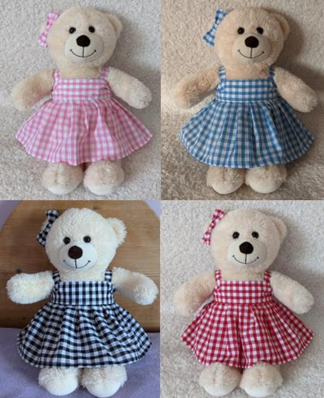 Handmade Gingham Strappy Summer Dress With Matching Hair / Ear Bow for  15inch (build a Bear) Size. - Etsy
