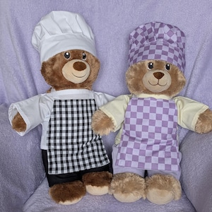 Tenue de chef adaptée aux poupées Construire un ours ou à des poupées de taille similaire.