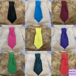 Corbata de algodón lisa hecha a mano, tamaño Build-A-Bear - muchos colores disponibles