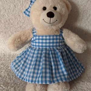 Handmade Blue & White Gingham strappy Summer Dress for 15inch (Build a bear) size.