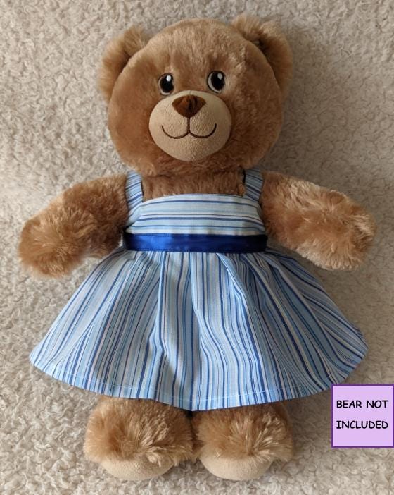 build a bear dress blues Handmade Blue & white stripe print strappy Summer for 15inch (Build bear) size This extra week1623_20230416 Women's Cloud Nine Nights Size:Medium (6/8)