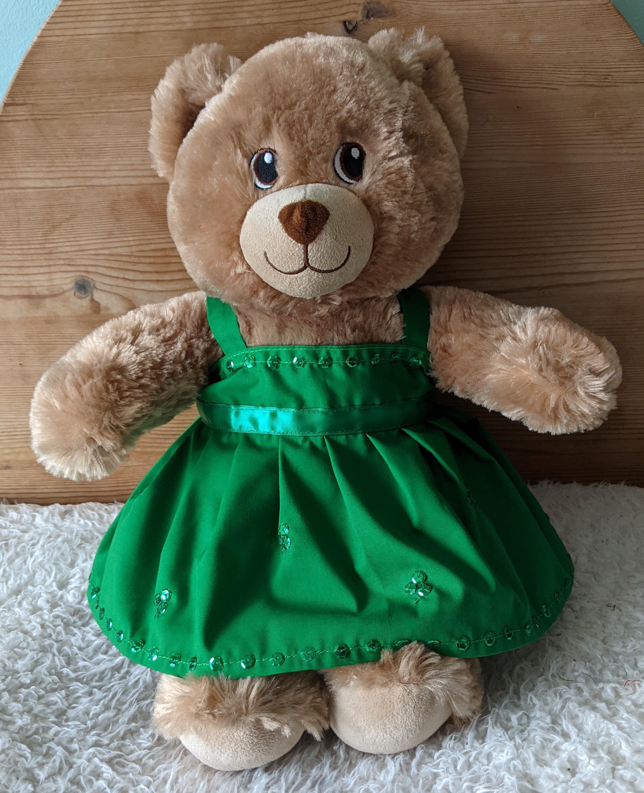Handmade Green Shamrock strappy Dress with sequin decoration for 15inch  (Build a bear) size.