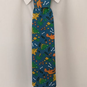 Handmade Children's Boys Blue Dinosaur Tie - Pre-tied elasticated