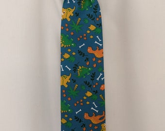 Handmade Children's Boys Blue Dinosaur Tie - Pre-tied elasticated