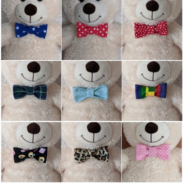 Handmade Cotton Bowtie to fit Build a bear size - Spotty, Leopard, Rainbow, Tartan, Hearts and more