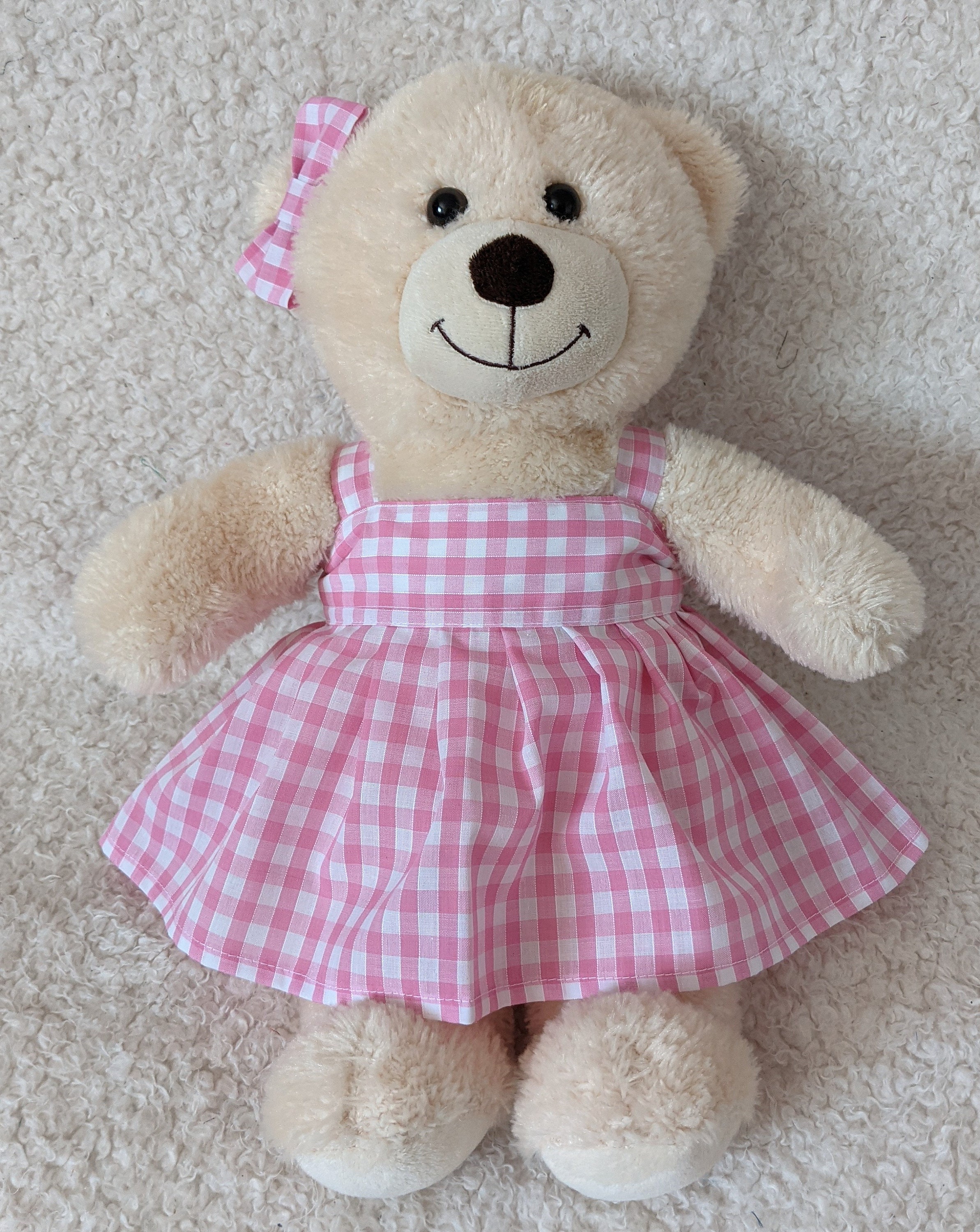 Handmade Pink & White Gingham strappy Summer Dress for 15inch (Build a  bear) size.